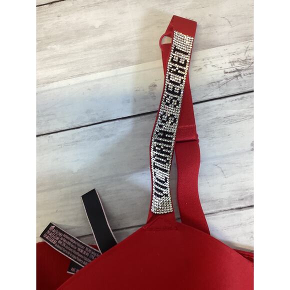 VICTORIA'S SECRET VERY SEXY SHINE STRAP RED PUSH UP BRA size 38C/C85 - Picture 2 of 5